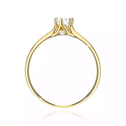 Pierścionek z żółtego złota, diament laboratoryjny 0,25ct