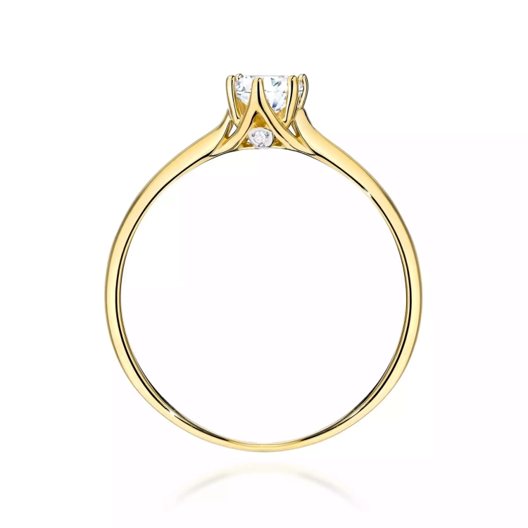 Pierścionek z żółtego złota, diament laboratoryjny 0,25ct