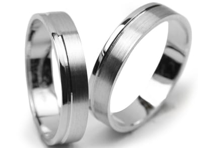 Obrączki ślubne z białego złota płaskie 4mm Premium P-503-b