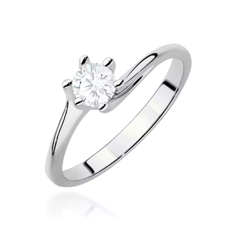 Pierścionek z białego złota, diament laboratoryjny 0,50ct