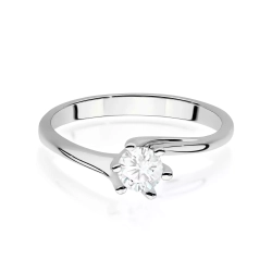 Pierścionek z białego złota, diament laboratoryjny 0,50ct