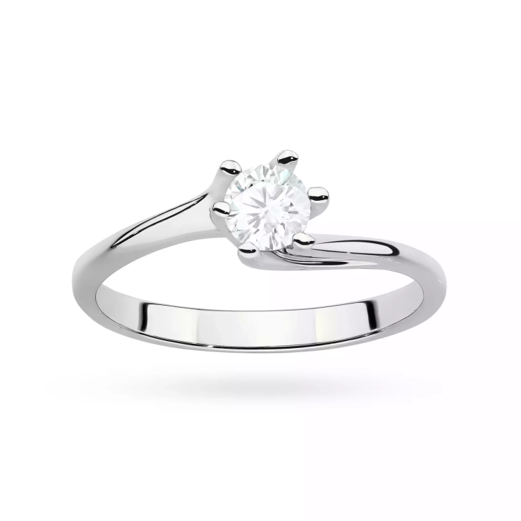 Pierścionek z białego złota, diament laboratoryjny 0,50ct