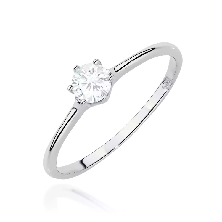 Pierścionek z białego złota, diament laboratoryjny 0,25ct