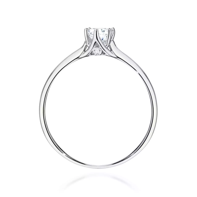 Pierścionek z białego złota, diament laboratoryjny 0,25ct