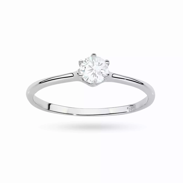 Pierścionek z białego złota, diament laboratoryjny 0,25ct
