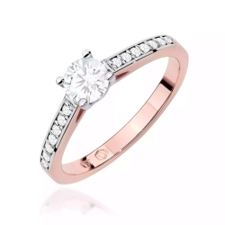 Pierścionek z różowego złota, diament laboratoryjny 0,50ct