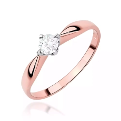 Pierścionek z różowego złota, diament laboratoryjny 0,15ct
