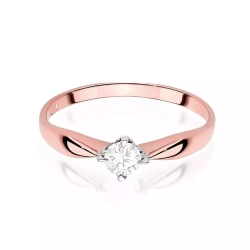 Pierścionek z różowego złota, diament laboratoryjny 0,15ct