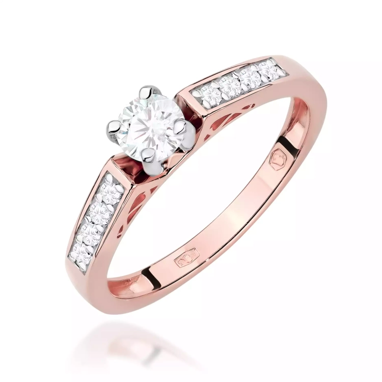 Pierścionek z różowego złota, diament laboratoryjny 0,30ct