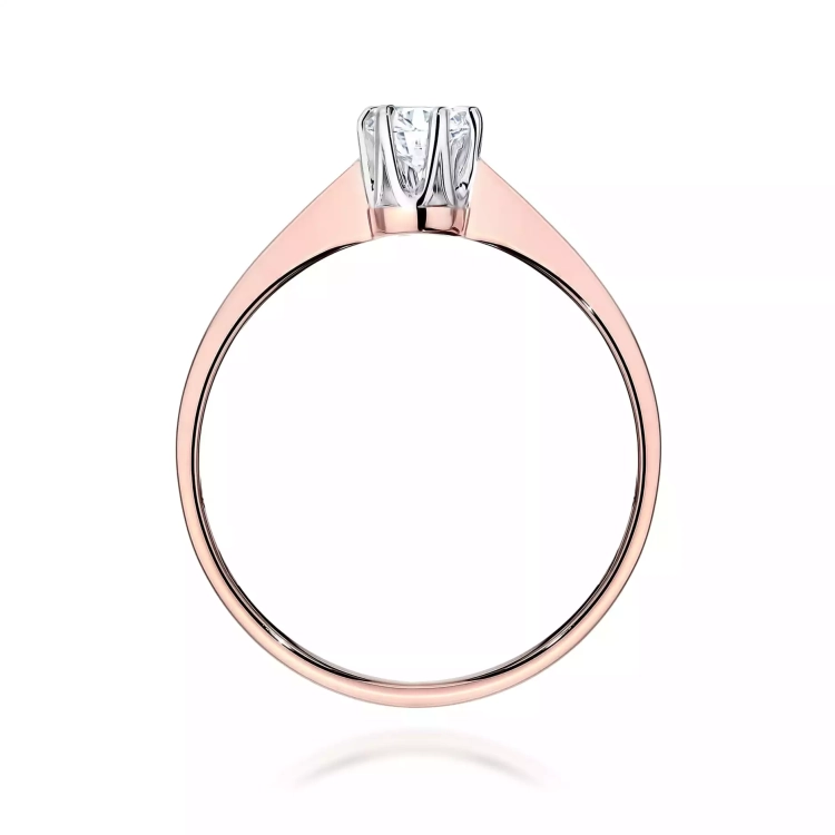Pierścionek z różowego złota, diament laboratoryjny 0,20ct