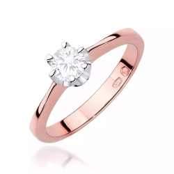 Pierścionek z różowego złota, diament laboratoryjny 0,30ct