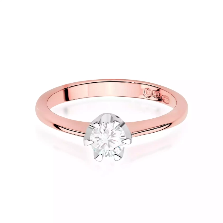 Pierścionek z różowego złota, diament laboratoryjny 0,50ct