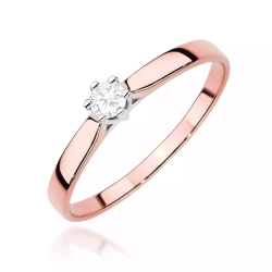 Pierścionek z różowego złota, diament laboratoryjny 0,20ct