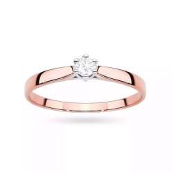 Pierścionek z różowego złota, diament laboratoryjny 0,20ct