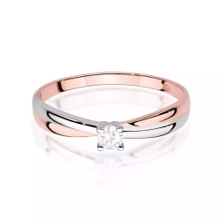 Pierścionek z różowego złota, diament laboratoryjny 0,10ct