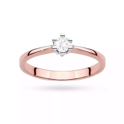 Pierścionek z żółtego złota, diament laboratoryjny 0,15ct
