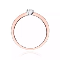 Pierścionek z różowego złota, diament laboratoryjny centralny 0,08ct