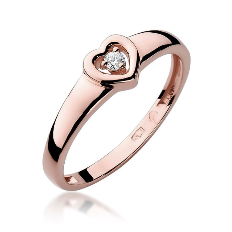 Pierścionek zaręczynowy z różowego złota z diamentem 0,04ct Fire Of Love
