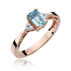Pierścionek zaręczynowy z różowego złota z topazem i diamentami 0,03ct Fire Of Love