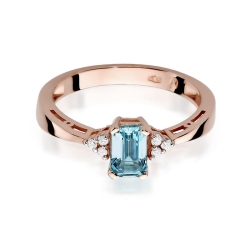 Pierścionek zaręczynowy z różowego złota z topazem i diamentami 0,03ct Fire Of Love