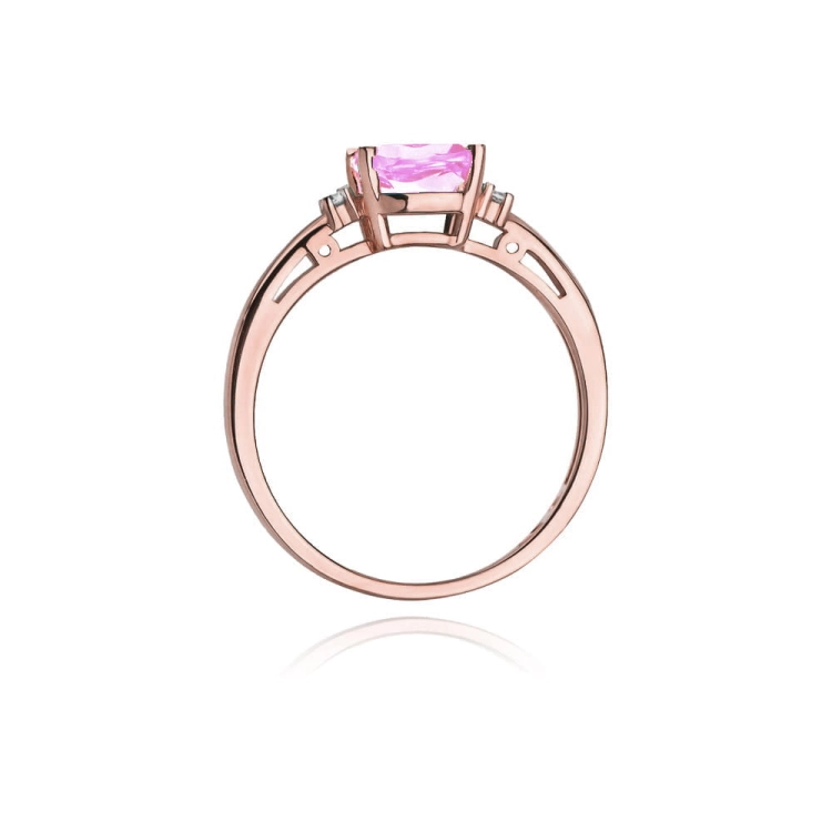 Pierścionek zaręczynowy z różowego złota z różowym topazem i diamentami 0,03ct Fire Of Love