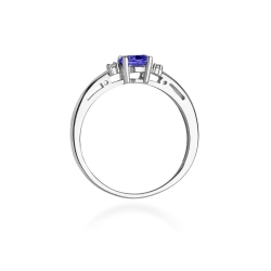 Pierścionek zaręczynowy z białego złota z tanzanitem i diamentami 0,03ct Fire Of Love