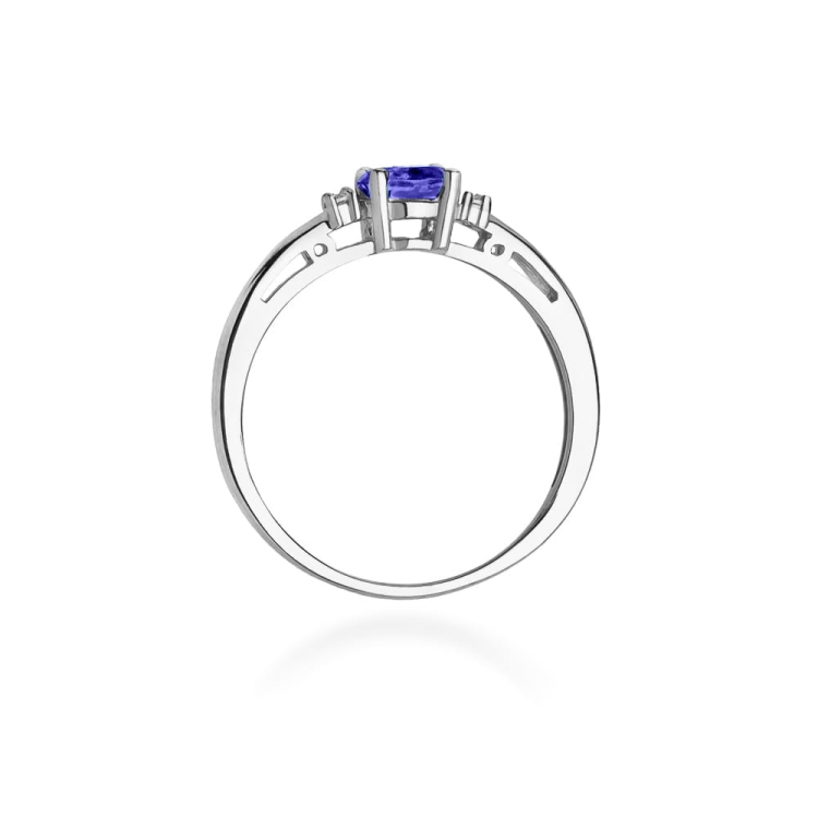 Pierścionek zaręczynowy z białego złota z tanzanitem i diamentami 0,03ct Fire Of Love