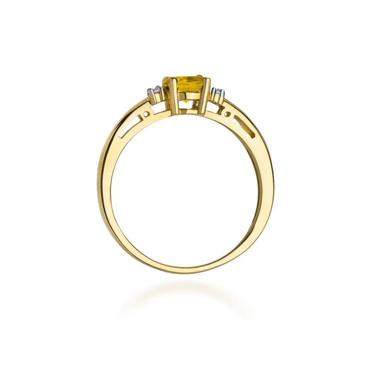 Pierścionek zaręczynowy z żółtego złota z cytrynem i diamentami 0,03ct Fire Of Love