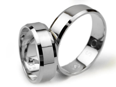 Obrączki ślubne z białego złota 6mm fazowane Simple S011-b