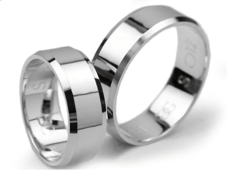 Obrączki ślubne z białego złota 7mm fazowane Simple S012-b