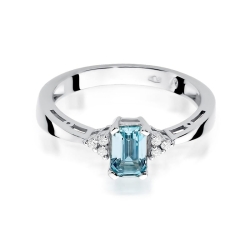 Pierścionek zaręczynowy z białego złota z topazem i diamentami 0,03ct Fire Of Love BW-02-topaz