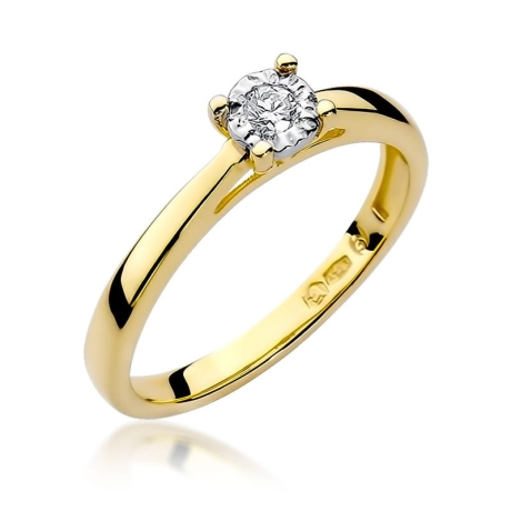 Przejdź do produktu Pierścionek zaręczynowy z żółtego złota z diamentem 0,08ct Fire Of Love