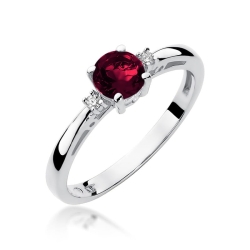 Pierścionek zaręczynowy z białego złota z granatem i diamentami 0,03ct Fire Of Love BW-10-granat-b