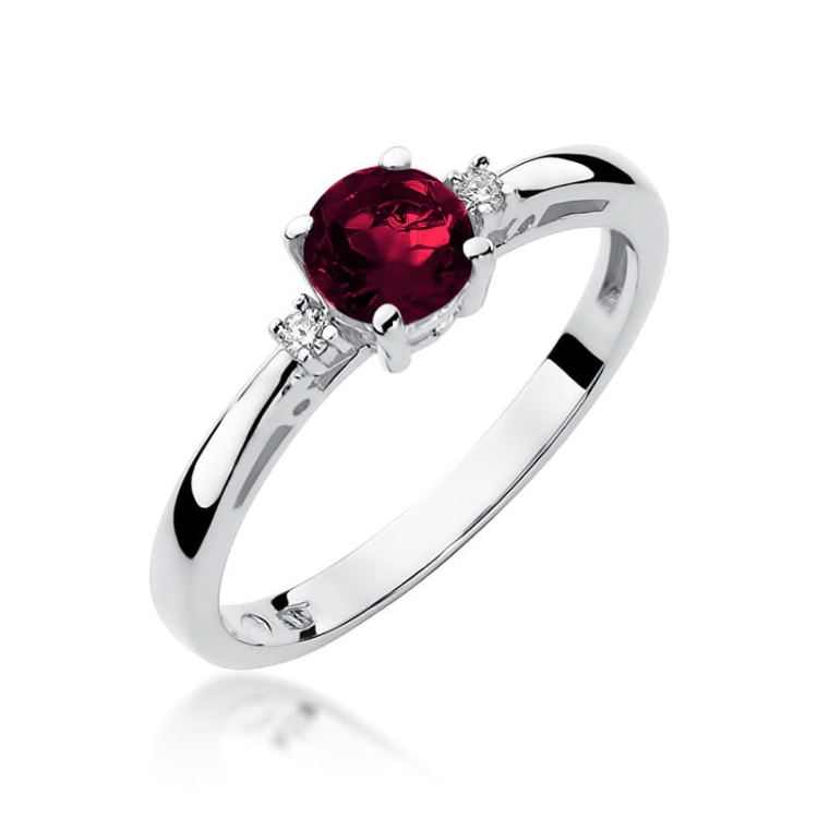 Pierścionek zaręczynowy z białego złota z granatem i diamentami 0,03ct Fire Of Love BW-10-granat-b