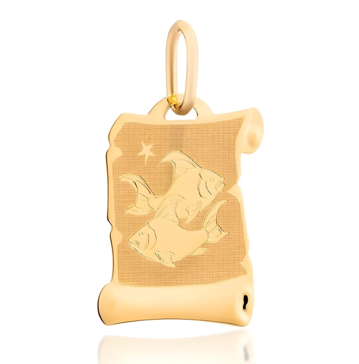 Złota zawieszka znak zodiaku ryby - papirus