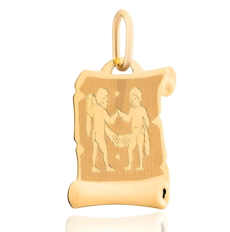 Przejdź do produktu Złota zawieszka znak zodiaku bliźnięta - papirus 