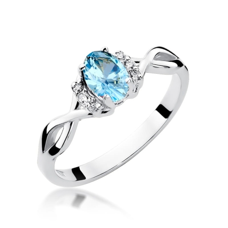 Przejdź do produktu Pierścionek zaręczynowy z białego złota z topazem i diamentami 0,06ct Fire Of Love