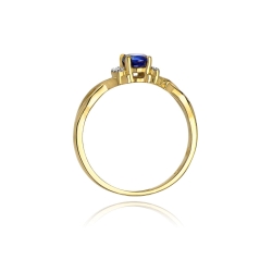 Pierścionek zaręczynowy z żółtego złota z tanzanitem i diamentami 0,05ct Fire Of Love BW-19-tanzanit