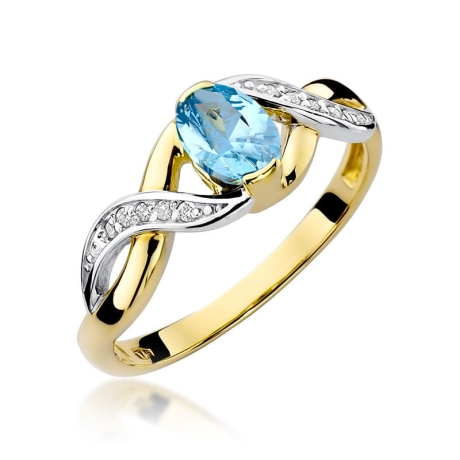 Przejdź do produktu Pierścionek zaręczynowy z żółtego złota z topazem i diamentami 0,05ct Fire Of Love