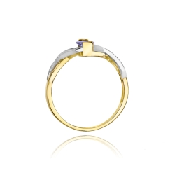 Pierścionek zaręczynowy z żółtego złota z tanzanitem i diamentami 0,05ct Fire Of Love BW-28-tanzanit