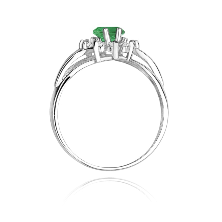 Pierścionek zaręczynowy z białego złota z szmaragdem i diamentami 0,30ct Fire Of Love BW-37-szmaragd-b
