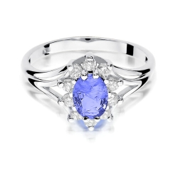 Pierścionek zaręczynowy z białego złota z tanzanitem i diamentami 0,30ct Fire Of Love BW-37-tanzanit-b