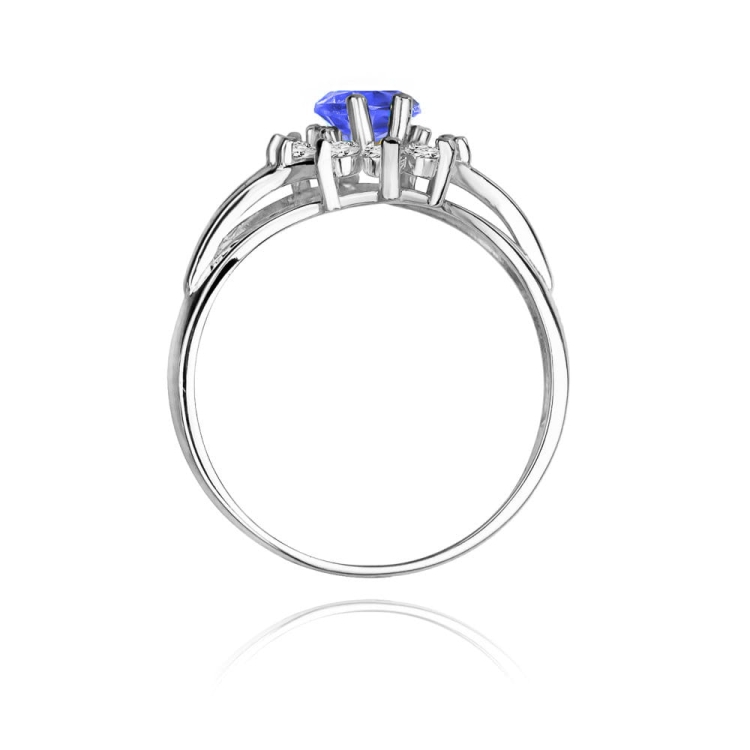 Pierścionek zaręczynowy z białego złota z tanzanitem i diamentami 0,30ct Fire Of Love BW-37-tanzanit-b