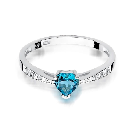 Przejdź do produktu Pierścionek zaręczynowy z białego złota z topazem i diamentami 0,03ct Fire Of Love