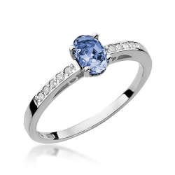 Pierścionek zaręczynowy z białego złota z tanzanitem i diamentami 0,05ct Fire Of Love BW-67-tanzanit-b