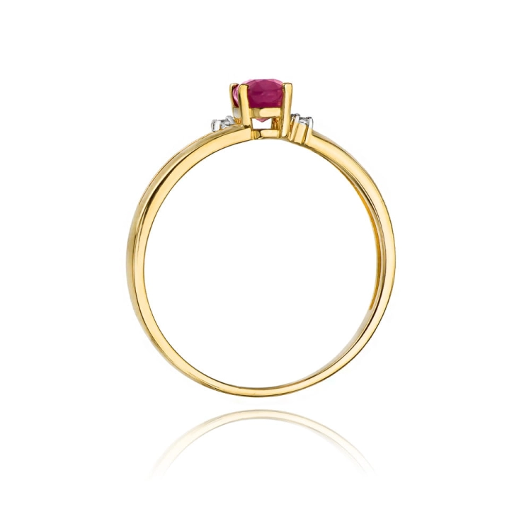 Pierścionek zaręczynowy z żółtego złota z rubinem i diamentami 0,03ct Fire Of Love BW-68-rubin