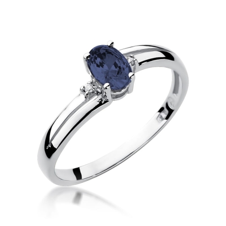 Przejdź do produktu Pierścionek zaręczynowy z białego złota z szafirem i diamentami 0,03ct Fire Of Love 