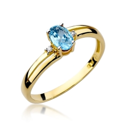 Pierścionek zaręczynowy z żółtego złota z topazem i diamentami 0,03ct Fire Of Love BW-68-topaz