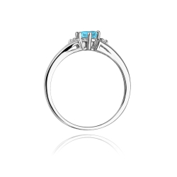 Pierścionek zaręczynowy z białego złota z topazem i diamentami 0,03ct Fire Of Love BW-76-topaz-b