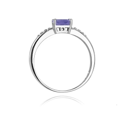 Pierścionek zaręczynowy z białego złota z tanzanitem i diamentami 0,03ct Fire Of Love BW-77-tanzanit-b
